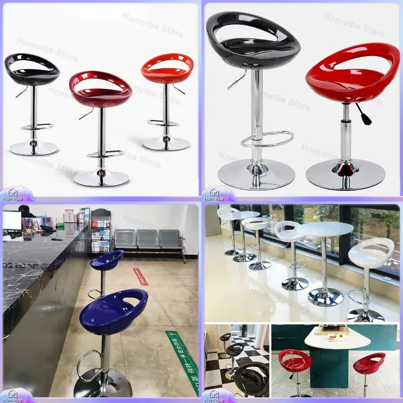 Home Bar And Counter - Verstelbare barkruk met rugleuning, draaibaar, hoge