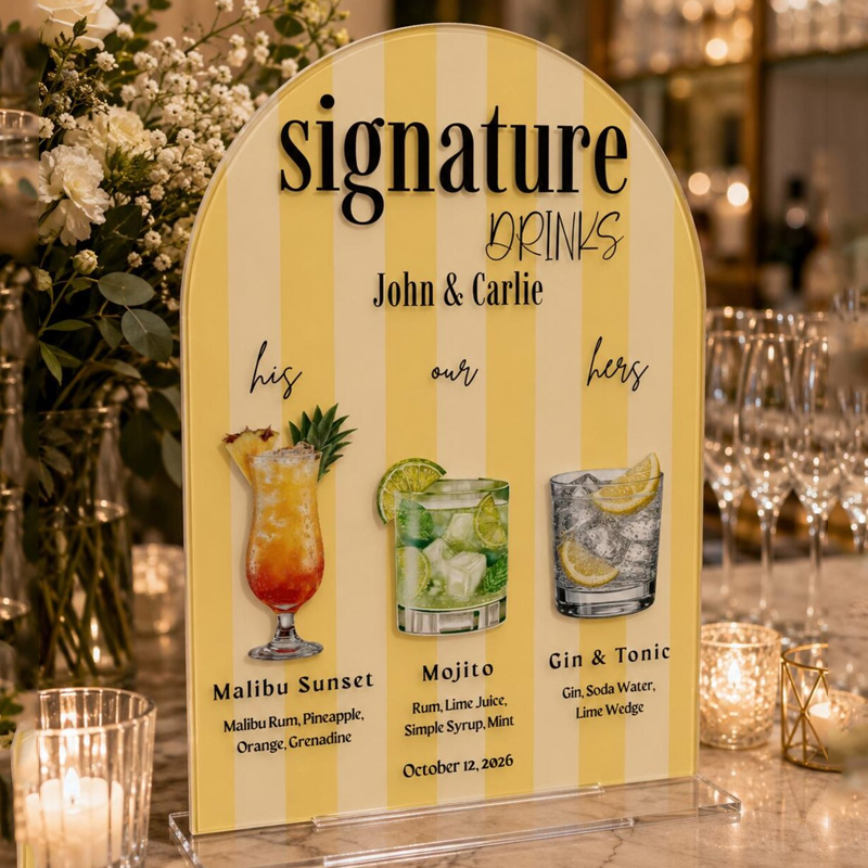 Cocktail Recipe Book - Aangepaste drankjesbord met handtekening, kleurrijk acryl