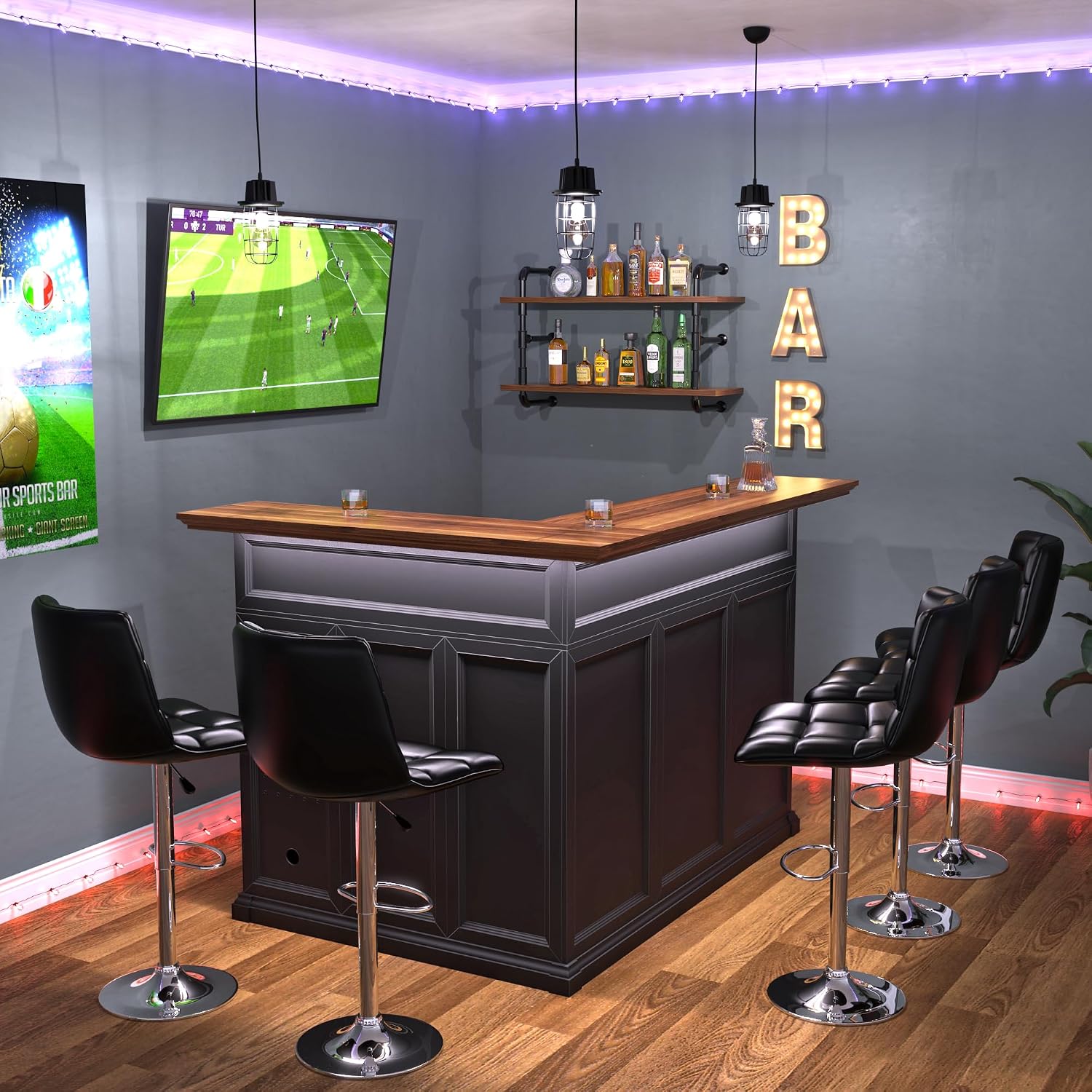 L-vormige thuiskast met koelka - Home Bar Seating recensie en prijs